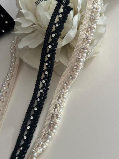 By Yard Faux Pearl Bead Tassel Fringe Lace Edge Trim Ribbon Edging Trimming Fabric Embroidered Applique