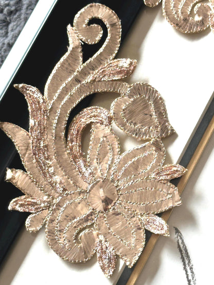 Handmade Indian Zardosi Bullion Applique Patch For Boho Beach Dress Bridal Gown