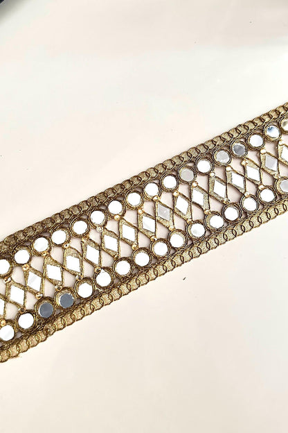 Mirror Belt trim band Embroidered saree trim Border Wedding & costume add on