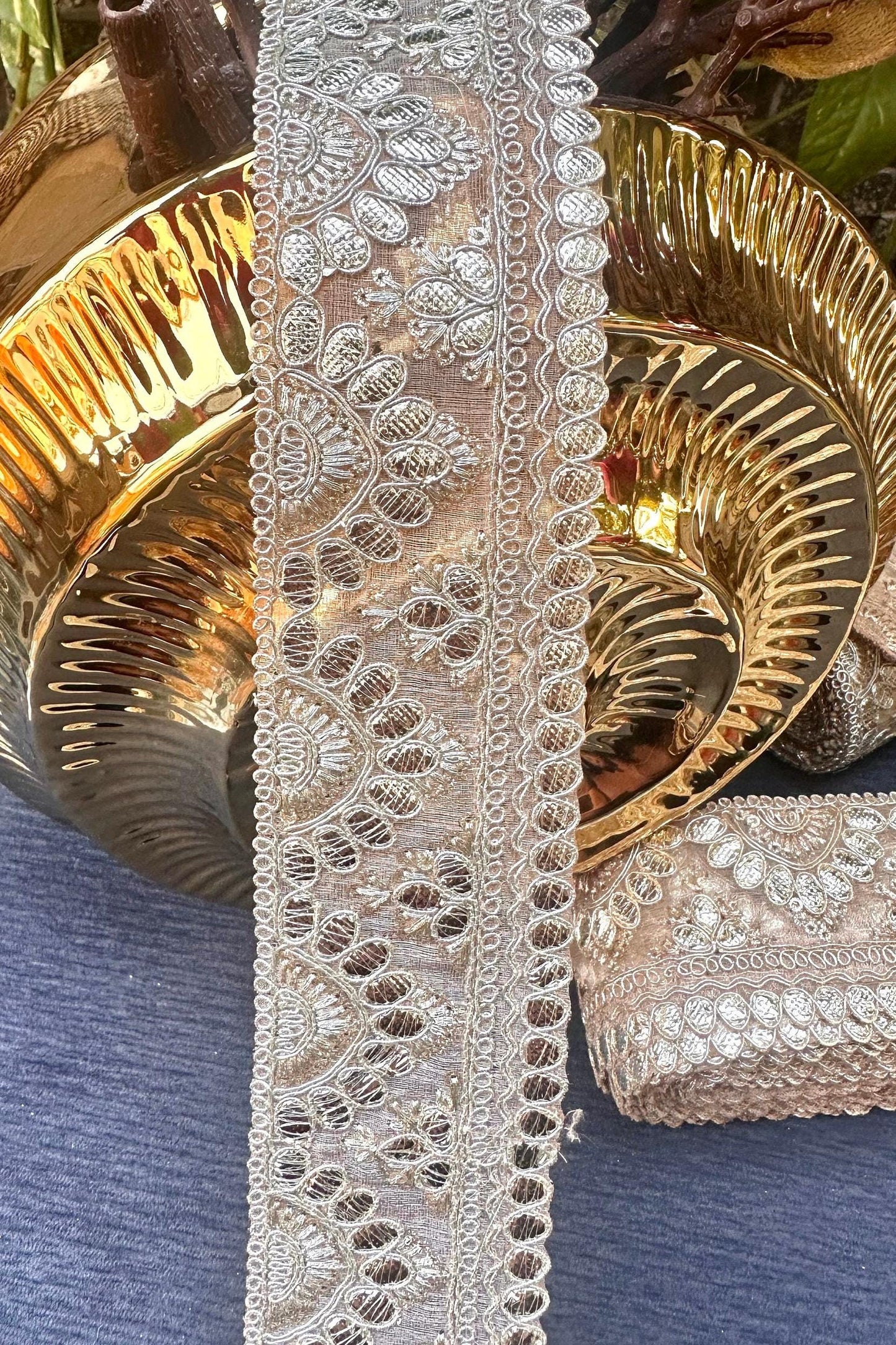 Gota Patti Embroidered Indian Border 5cm Bridal Belt Wedding Dress Decorative Indian Lace