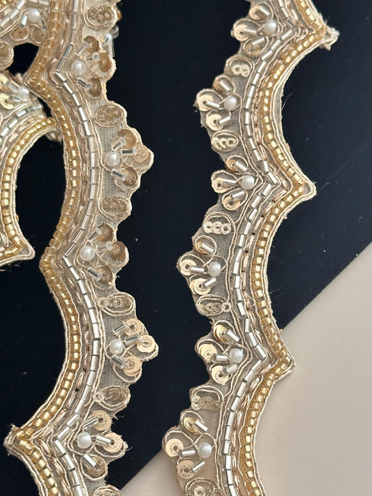 Water Gold Pearl Glass Bead Sequence 2.5cm
