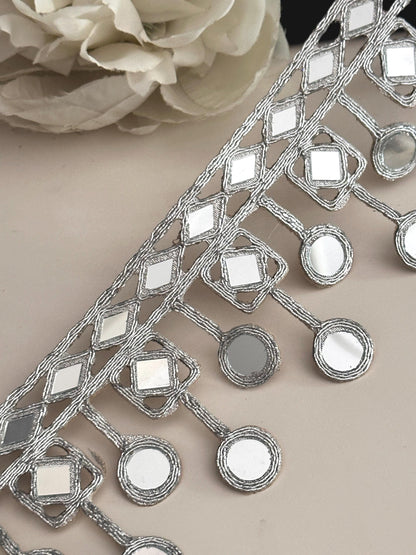 Mirror Trim 7cm Silver Hand Crafted Mirror Band Suspended Mirror Belt Embroidery