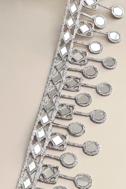 Mirror Trim 7cm Silver Hand Crafted Mirror Band Suspended Mirror Belt Embroidery