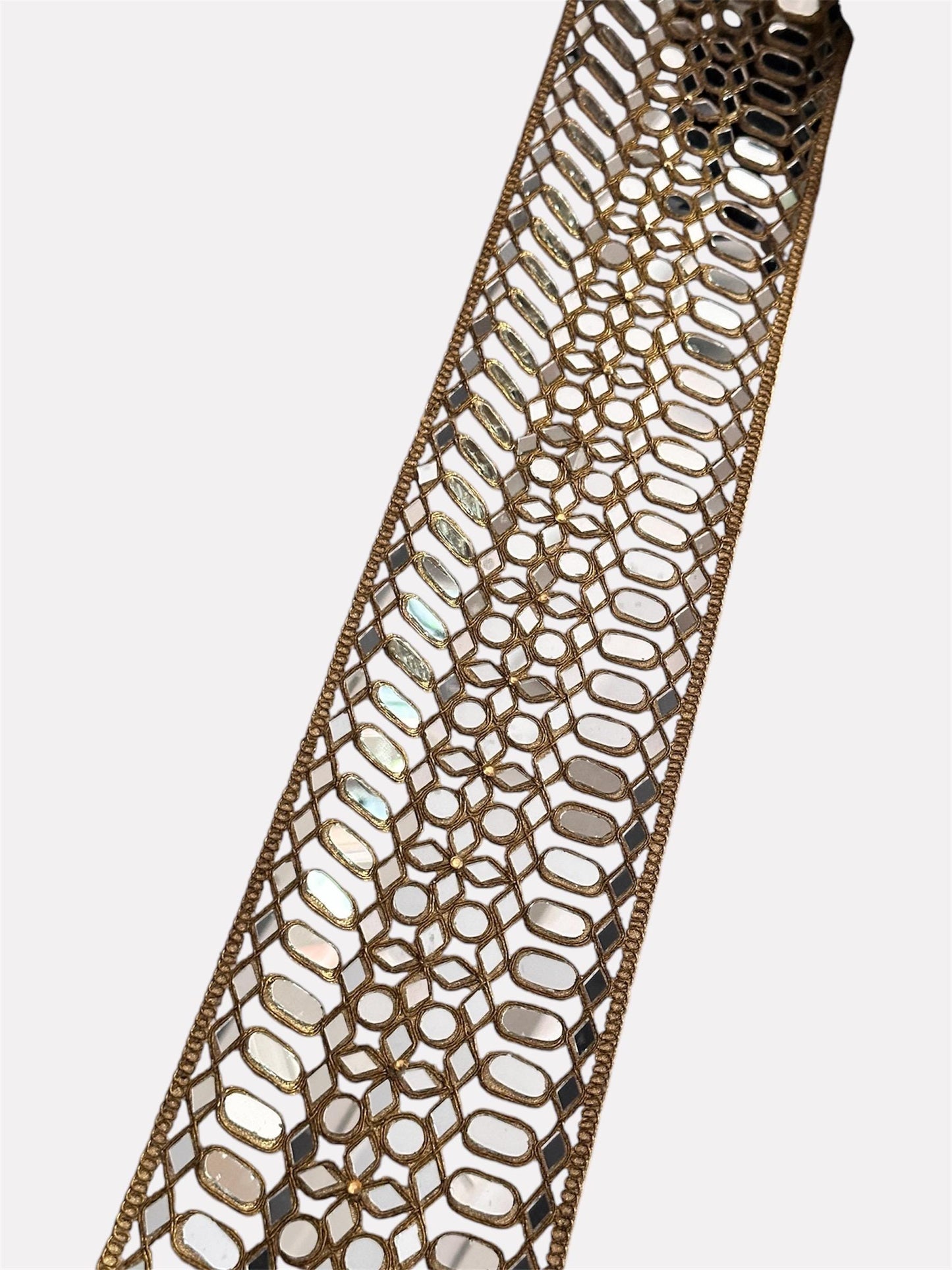 Broad Antique Gold Mirrorwork Lace Border