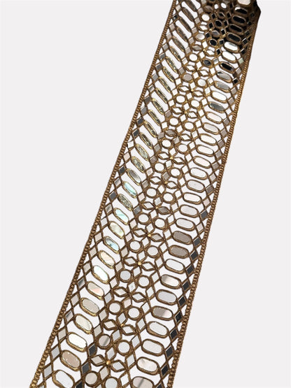 Broad Antique Gold Mirrorwork Lace Border