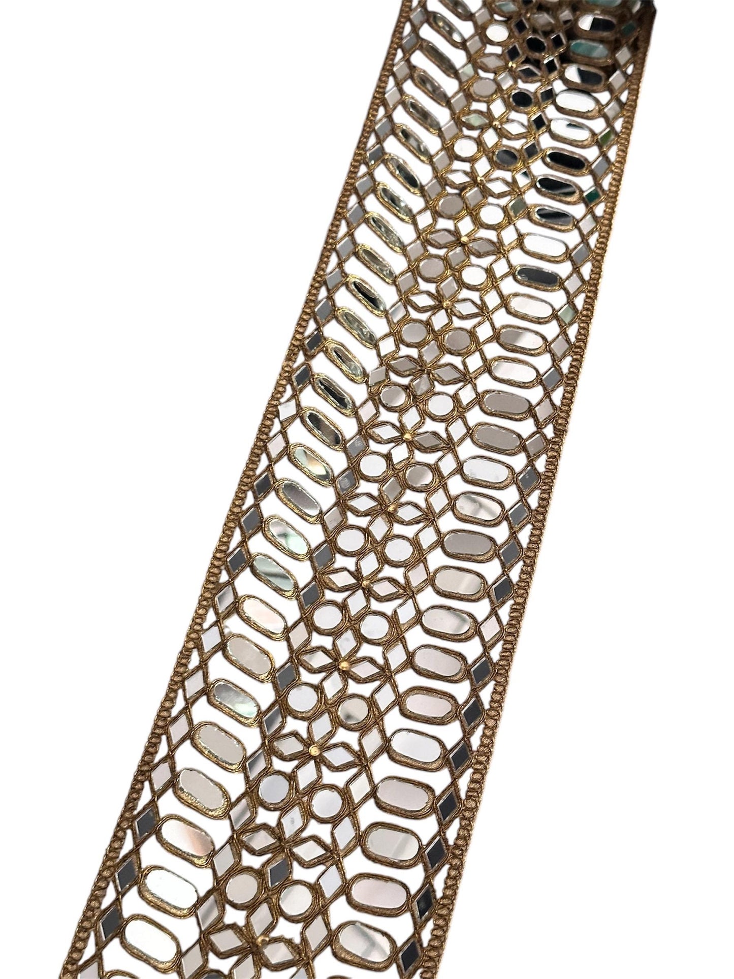 Broad Antique Gold Mirrorwork Lace Border