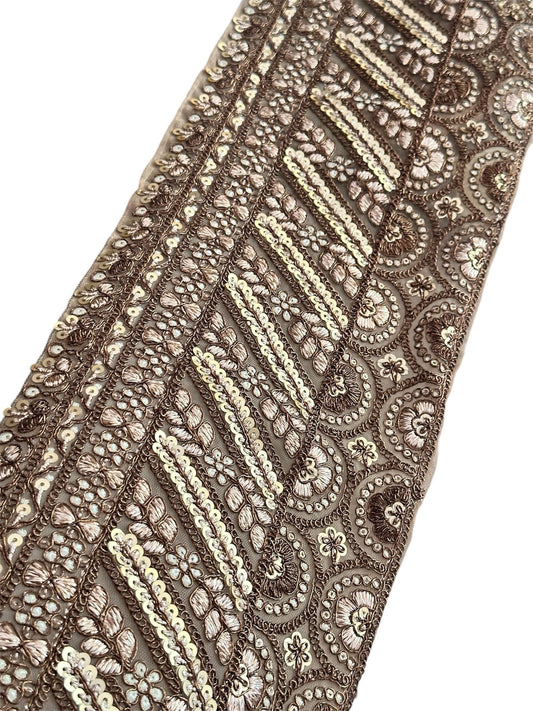 Veil Wedding Lace Light Gold Sequin Broad Lace Bridal Veil Trim Zari Thread work Lace Trim