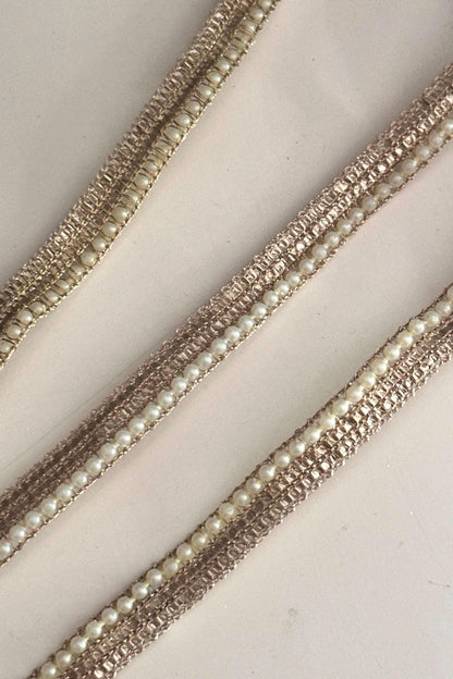 Pearl Seed Indian Lace Gold Edging Crafting Lace Thin 0.5cm Sari Dupatta Trim