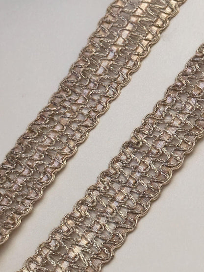 Gold Metallic Thread Sequin Work Ribbon Decorative Indian Embroidery Band For Saree Dupatta
