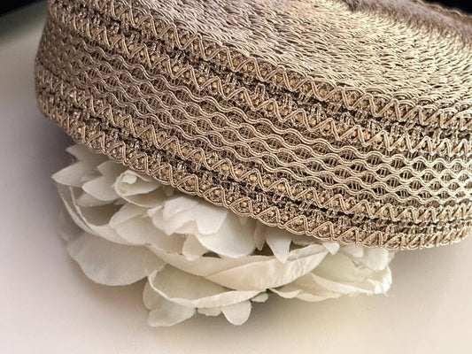 Pale Gold Metallic Fabric Lace Silk Sari Border Ribbon 5cm Indian Zari Band Traditional Woven Lace