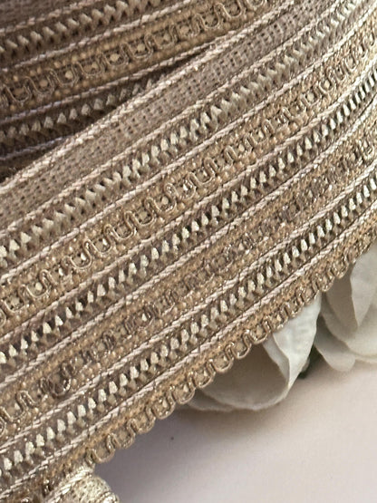 Metallic Gold fabric Indian lace Trim 7cm Decor & Crafting Ribbon for festive wear bridal gowns