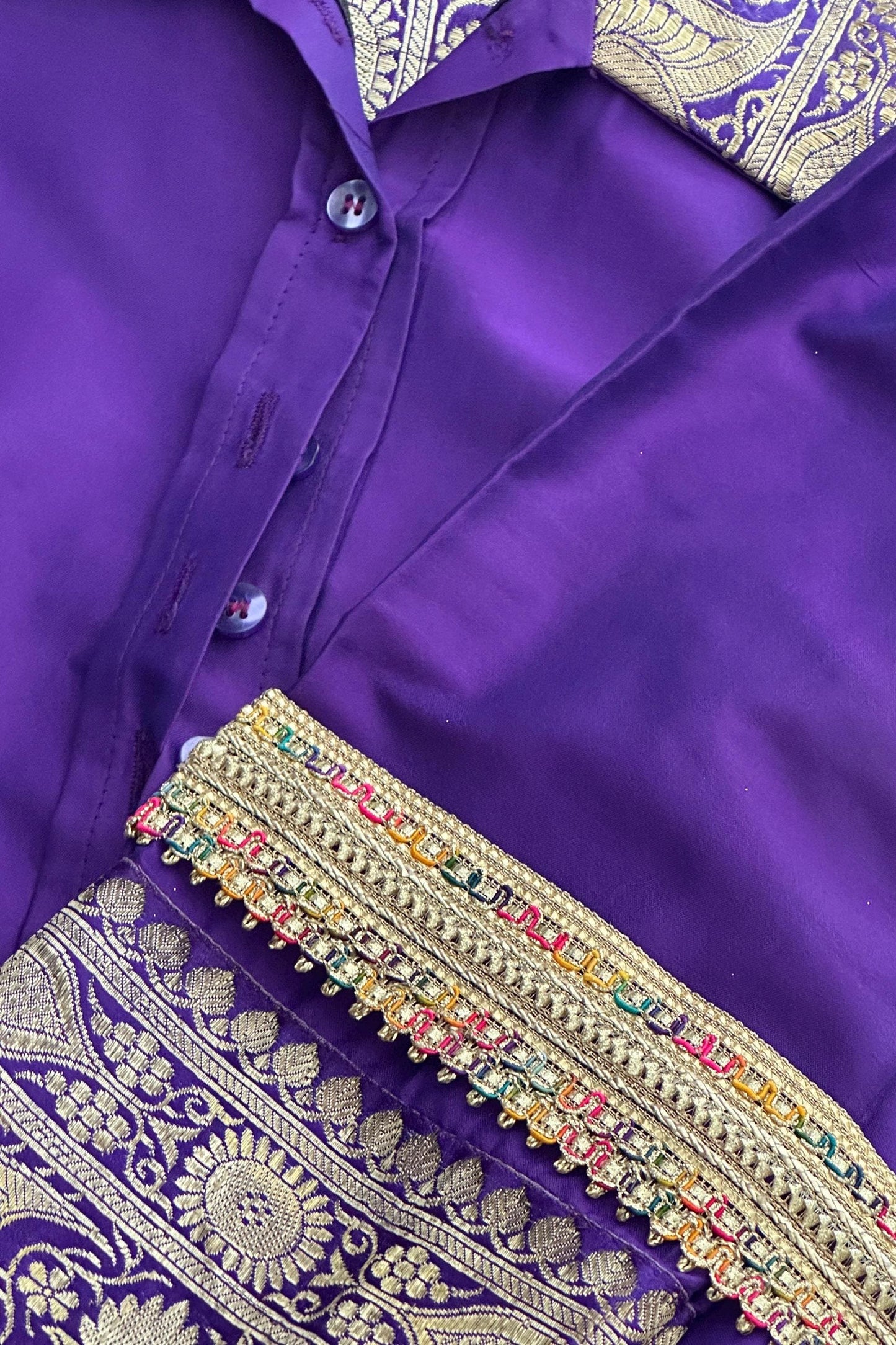 Rainbow Decor Metallic Lace With Sequin Thread Work