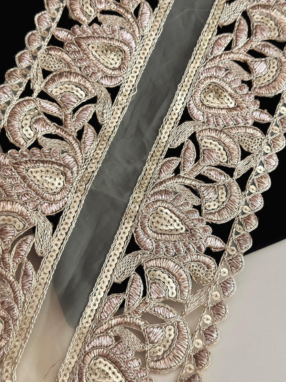 Neckline Patch Sequin Embroidered Indian Applique Patch For Traditional Indian Wear
