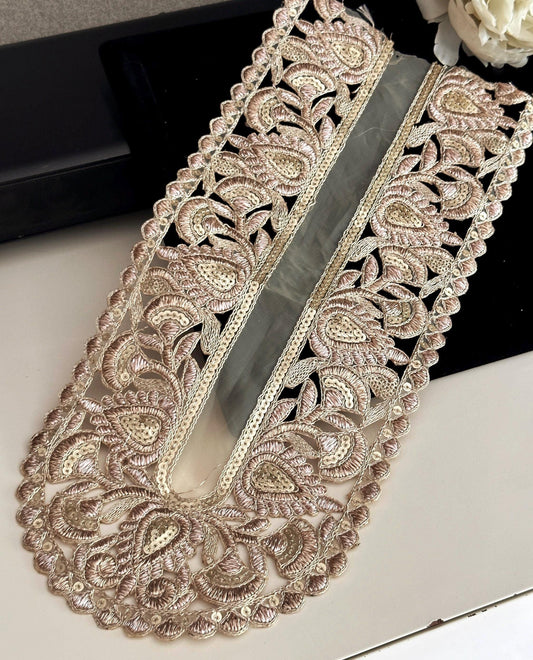 Neckline Patch Sequin Embroidered Indian Applique Patch For Traditional Indian Wear