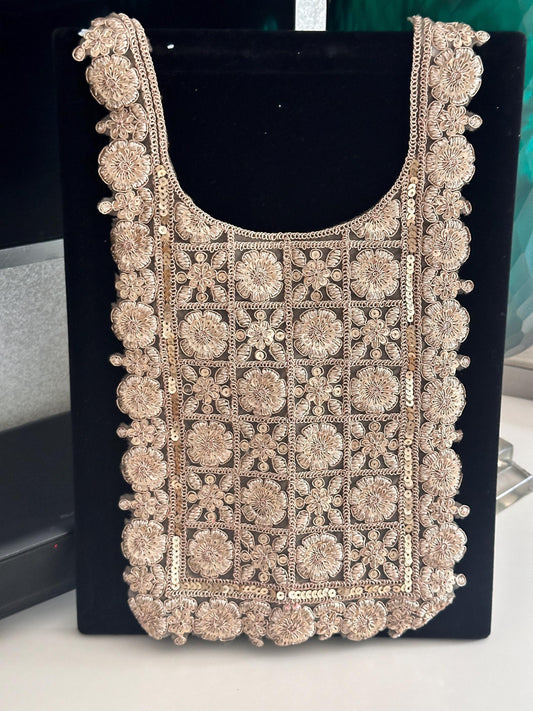 Neckline Patch Applique Indian Zari Thread work Patch Minimalist Applique Patch