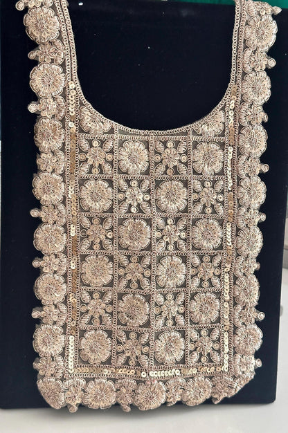 Neckline Patch Applique Indian Zari Thread work Patch Minimalist Applique Patch