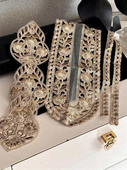 Gold Handmade Neckline Applique Patch