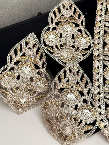 Gold Handmade Neckline Applique Patch