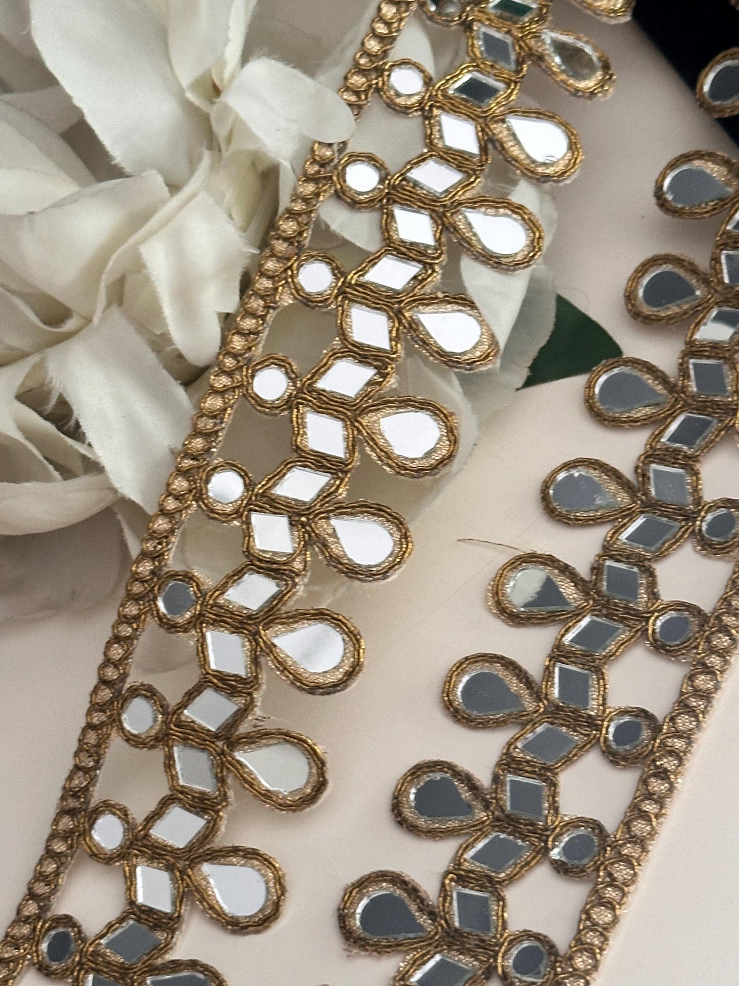Mirror Fabric Choker lace trim handcrafted custom jewelry for brides