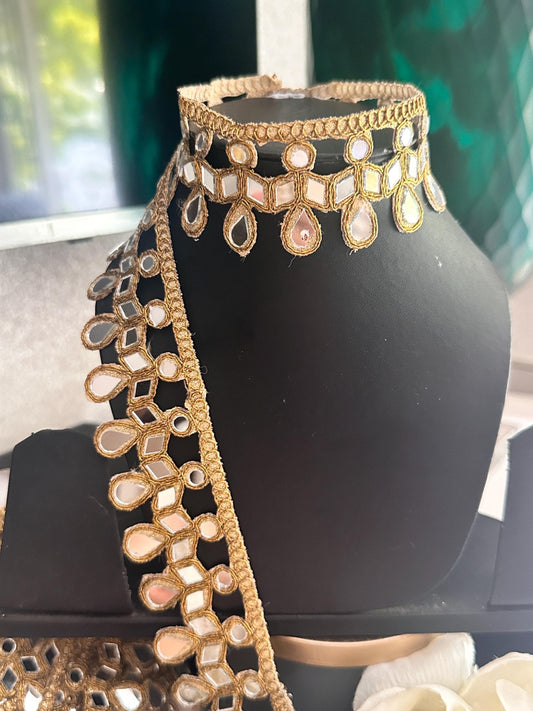Mirror Fabric Choker lace trim handcrafted custom jewelry for brides