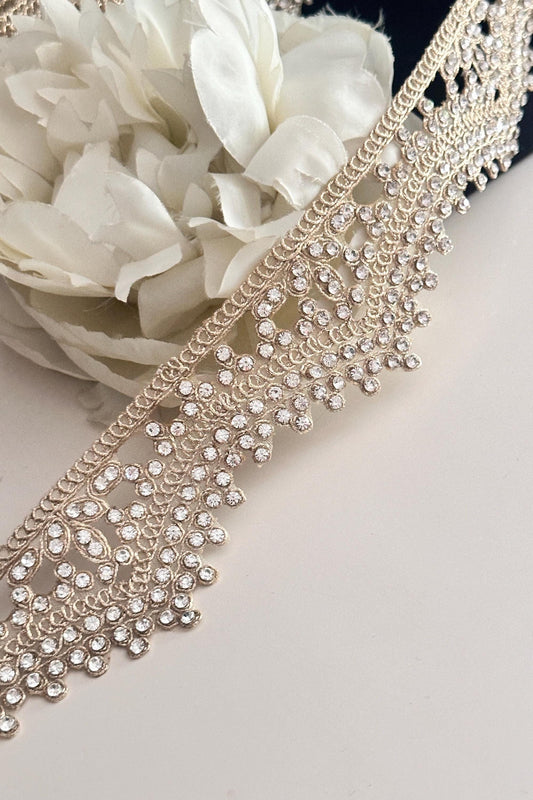 RhineStone Bridal Headpiece & Wedding Veil Trim Fabric Rhinestone Waist Band