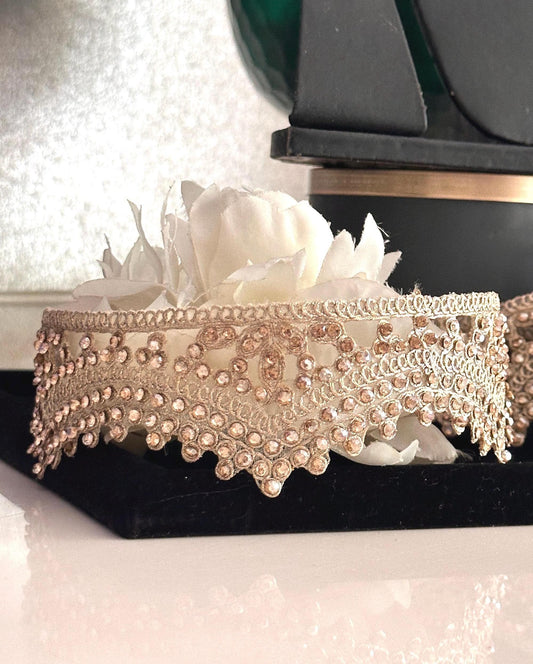 RhineStone Bridal Headpiece & Wedding Veil Fabric Trim Rhinestone WaistBand