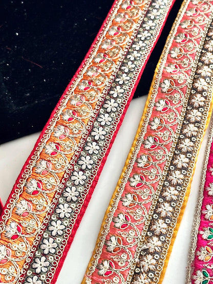 Bridal Traditional Indian Lace For Saree Lehnga Festive Night Zari Jewel Tone Border Trim