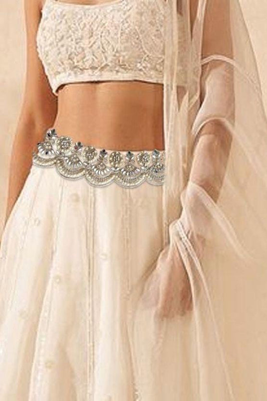Light gold pearl bridal lace Zircon Embellished wedding gown lace veil Trim