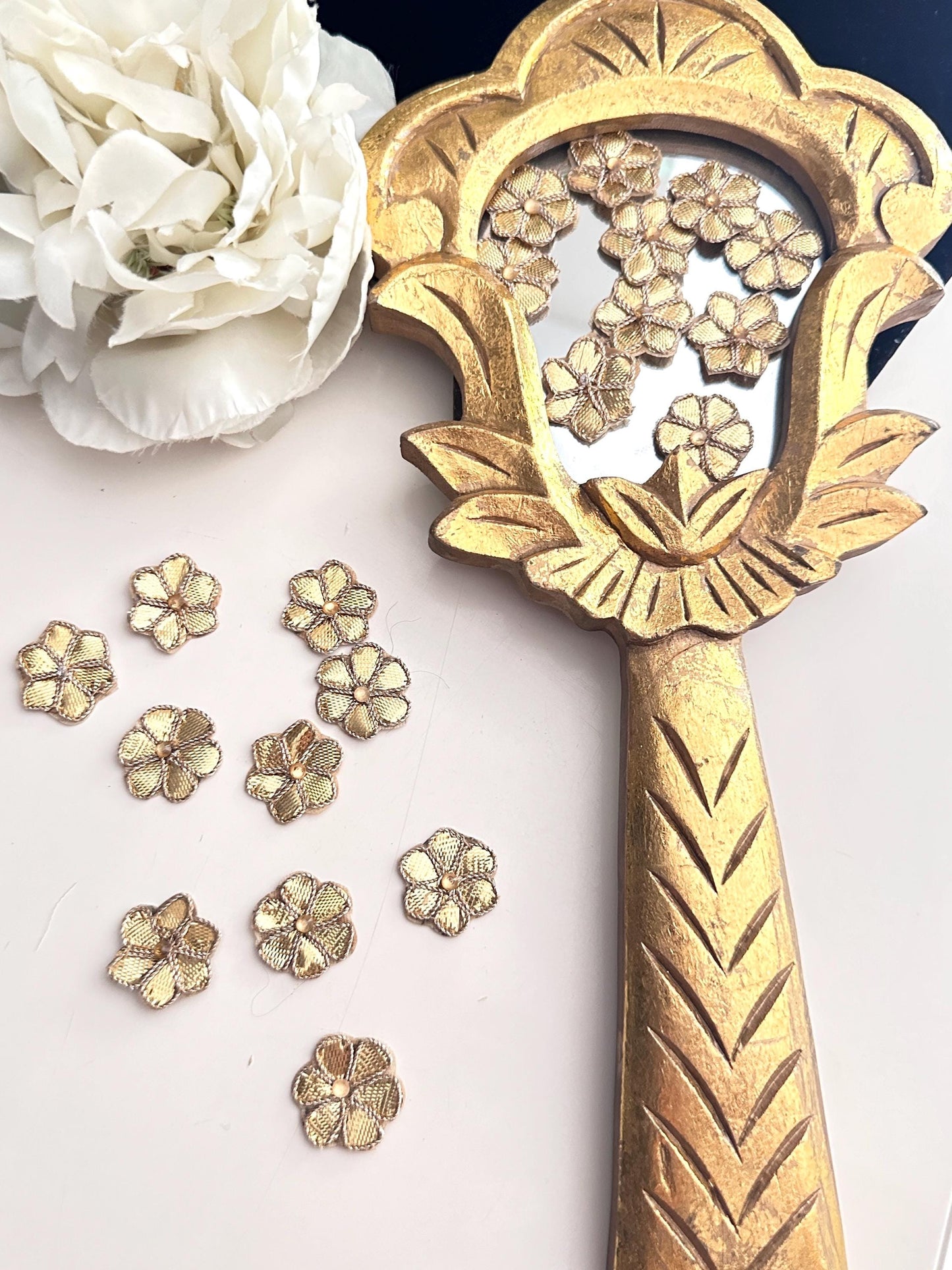 Applique Patch Bullion Zardosi Handmade 25pc Embellished Appliques Sewing
