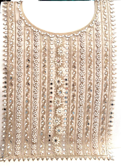 Applique Neckline Bridal Patch Shiny Mirror Pearl Flower Indian Applique Neck