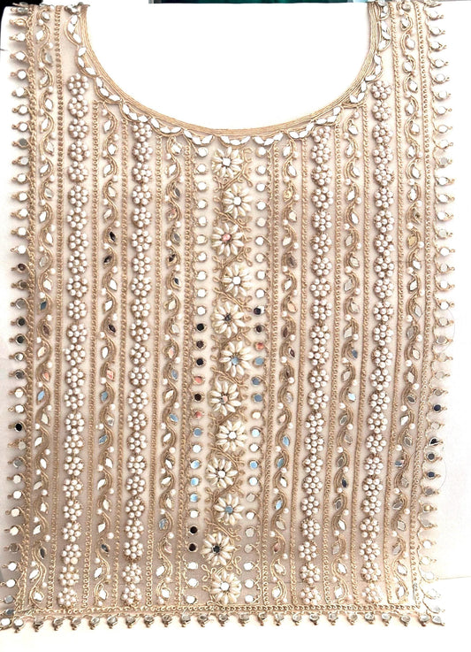 Applique Neckline Bridal Patch Shiny Mirror Pearl Flower Indian Applique Neck