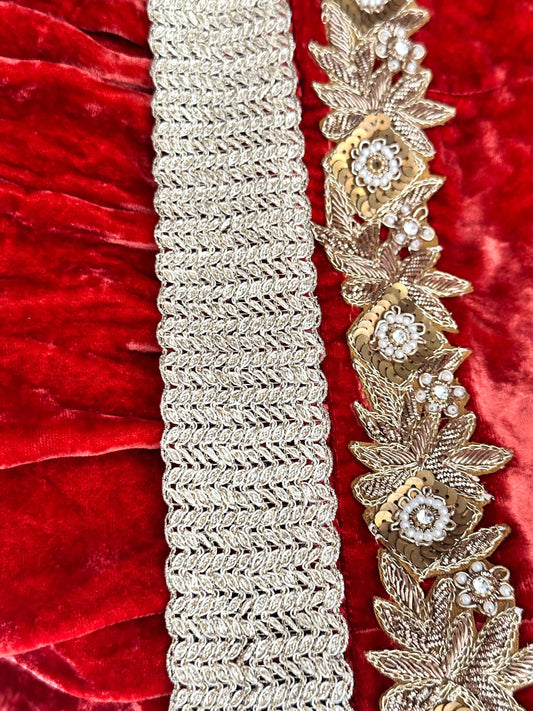 Metallic Gold Lace Trim Ribbon Indian Fabric Lace Embellishment for Crafting Sewing Party Trim