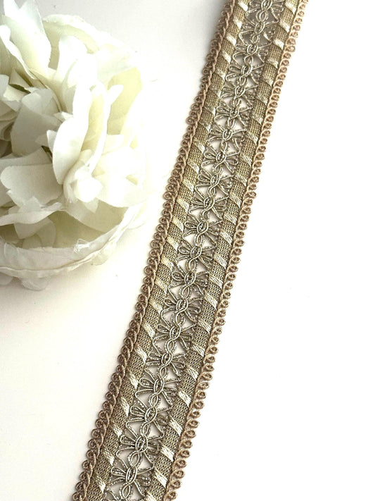 Metallic Lace Trim Ribbon Sari Fabric Lace Craft Supply Indian Decorative