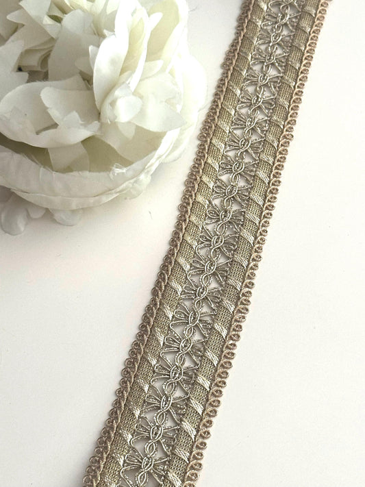 Metallic Lace Trim Ribbon Sari Fabric Lace Craft Supply Indian Decorative