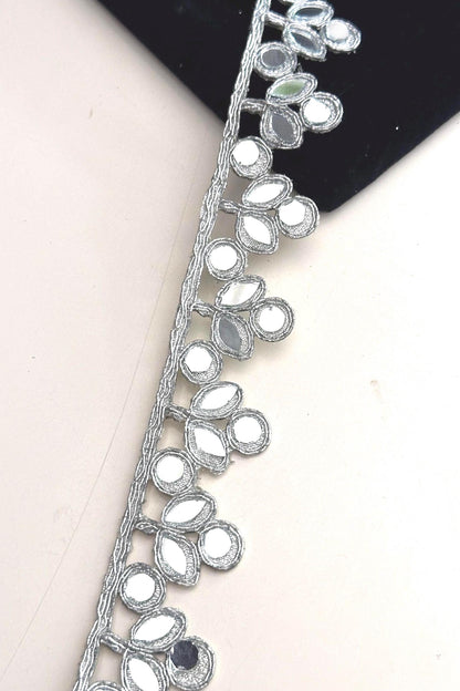 Metallic Silver Indian Choker Lace Trim fabric trim perfect for party festivals weddings