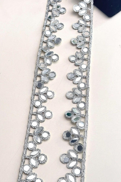 Metallic Silver Indian Choker Lace Trim fabric trim perfect for party festivals weddings