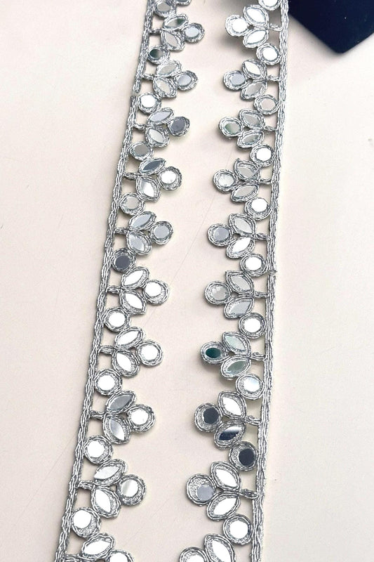 Metallic Silver Indian Choker Lace Trim fabric trim perfect for party festivals weddings