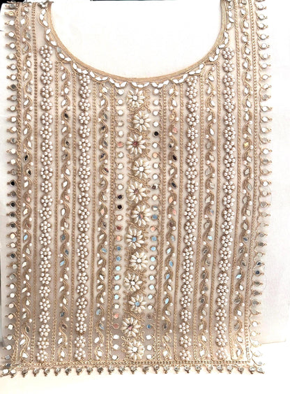 Applique Neckline Bridal Patch Shiny Mirror Pearl Flower Indian Applique Neck
