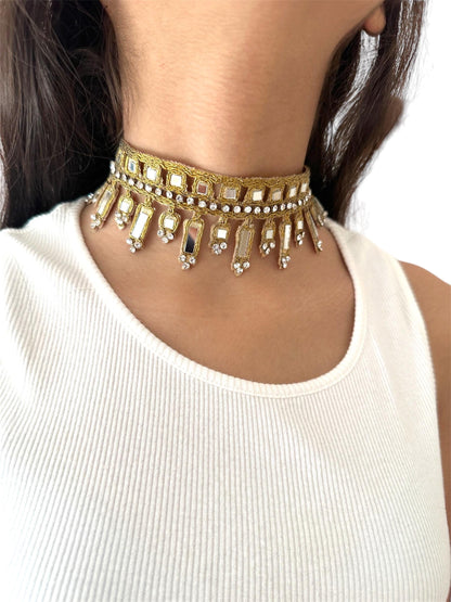 Glitter Choker Necklace Zircon Jewelry Fabric Statement Choker Handmade