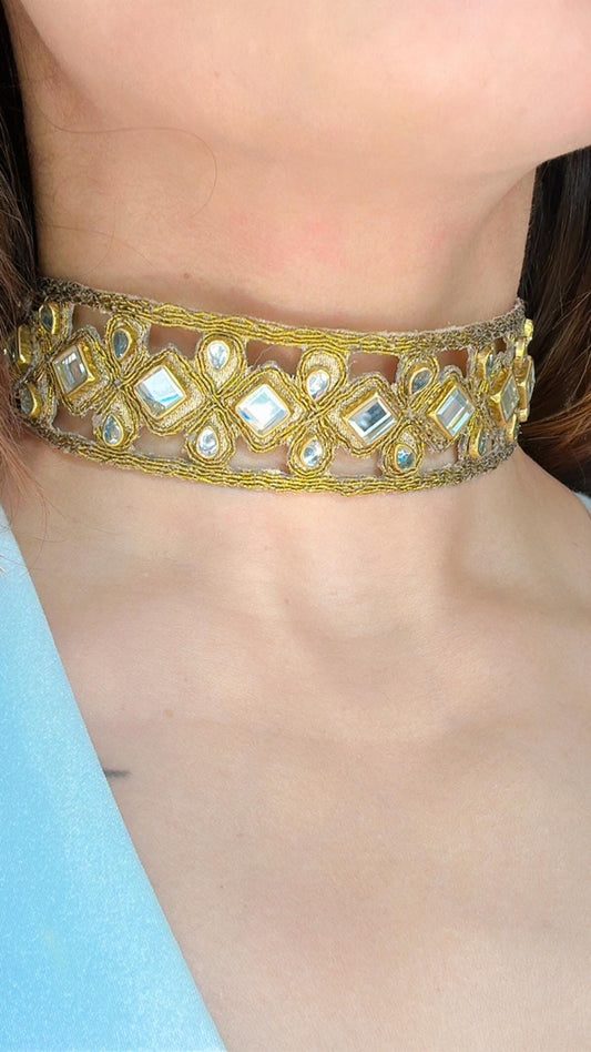 Choker Glass Resin Jewelry Necklace Pendant Gold Lace Choker Handmade Sustainable Unique Jewelry