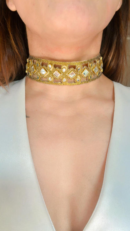 Choker Glass Resin Jewelry Necklace Pendant Gold Lace Choker Handmade Sustainable Unique Jewelry