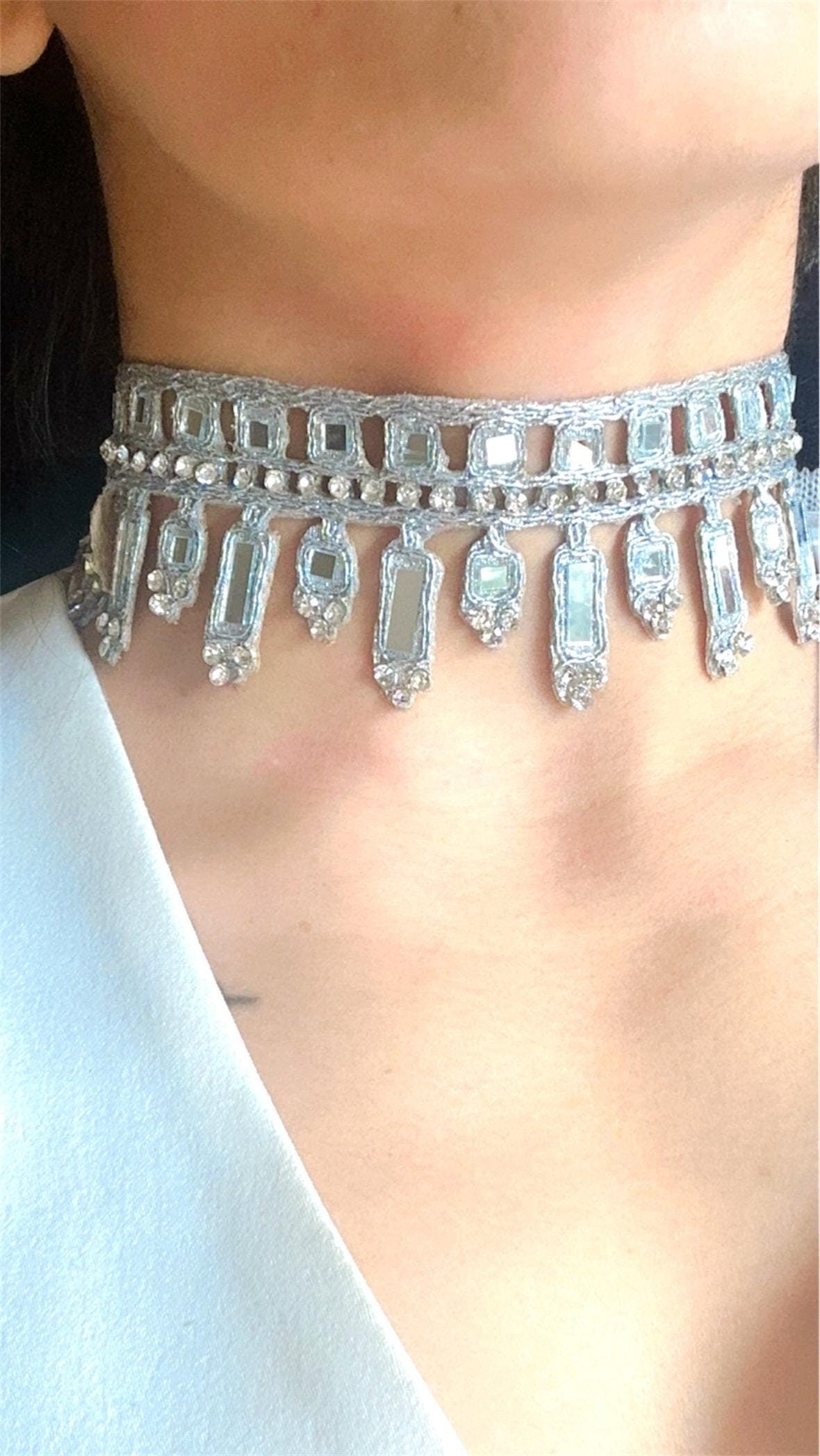 Glitter Choker Necklace Zircon Jewelry Statement Necklace