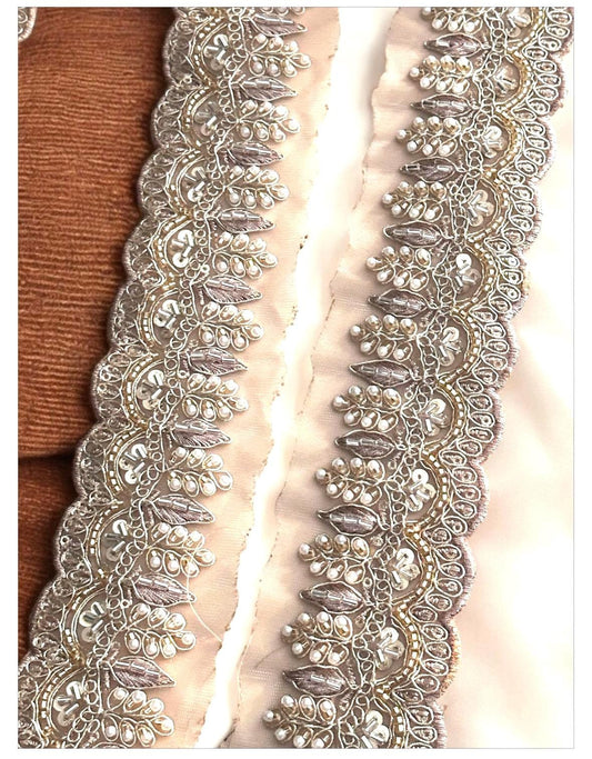 Pearl Embellished Gold Lace