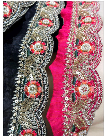 Handmade Scallop Embroidered Lace Trim Floral Sequin Pearl Bead