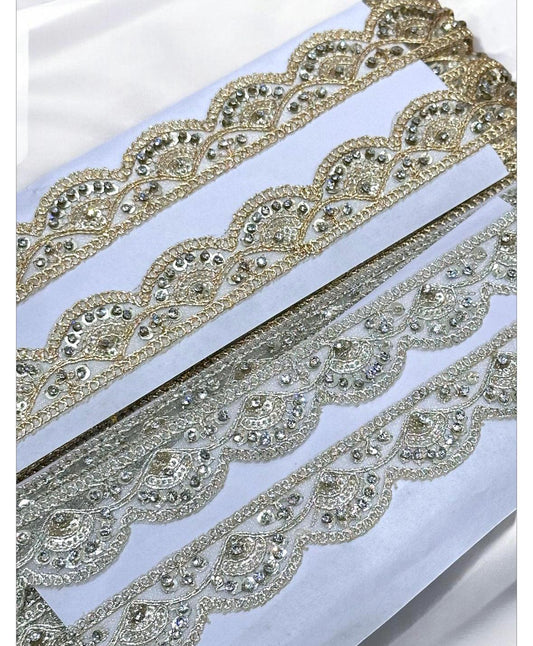 Indian Crafting Lace For Bridal Gown Broad Zari Fringe Lace Sewing Edging Saree Border Metallic Gold