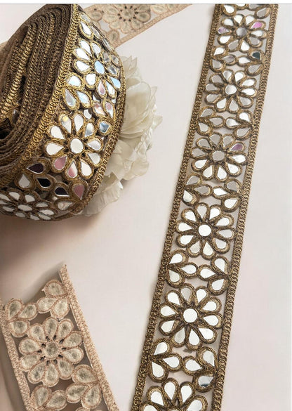 Indian Mirror Trim Waist Belt Antique Gold