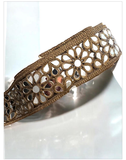 Indian Mirror Trim Waist Belt Antique Gold
