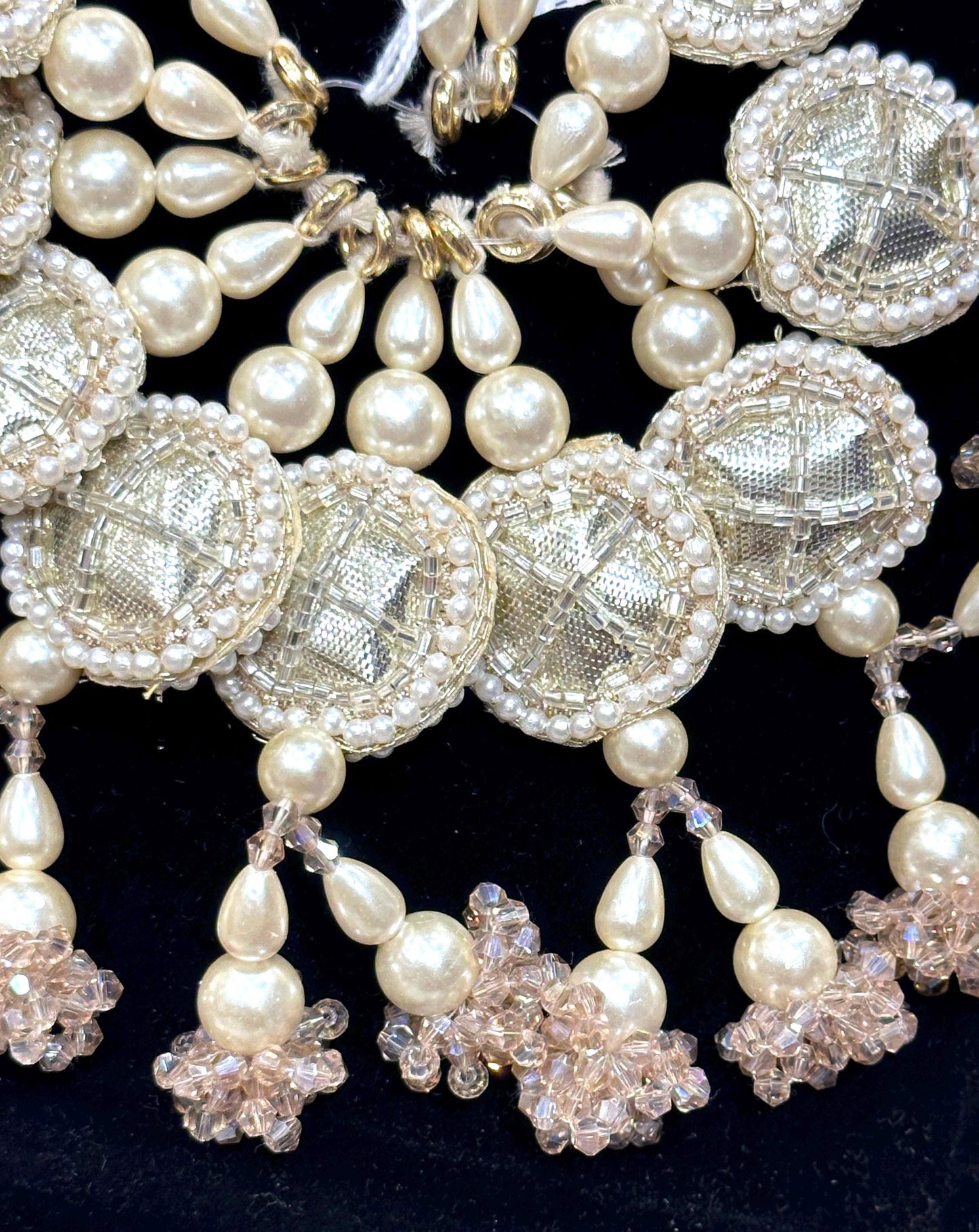Embroidered Gota Tassel Hanging with Crystal Beads
