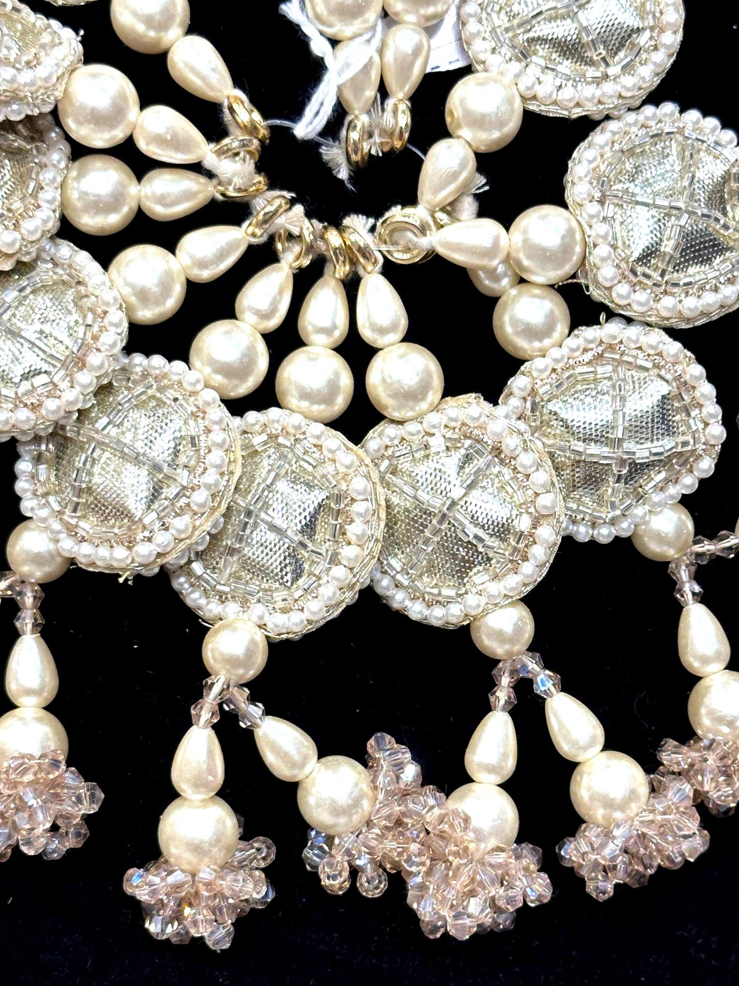 Embroidered Gota Tassel Hanging with Crystal Beads