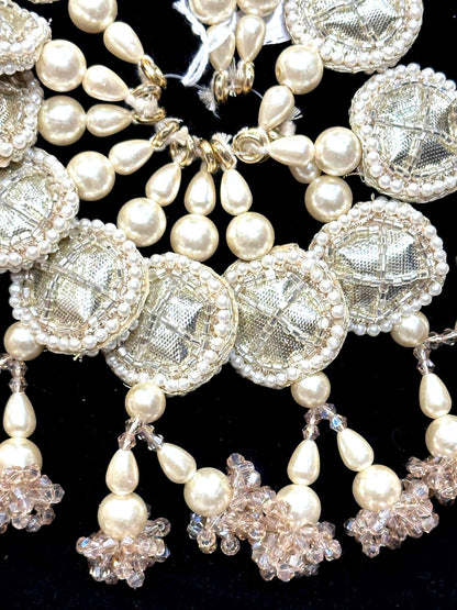 Embroidered Gota Tassel Hanging with Crystal Beads